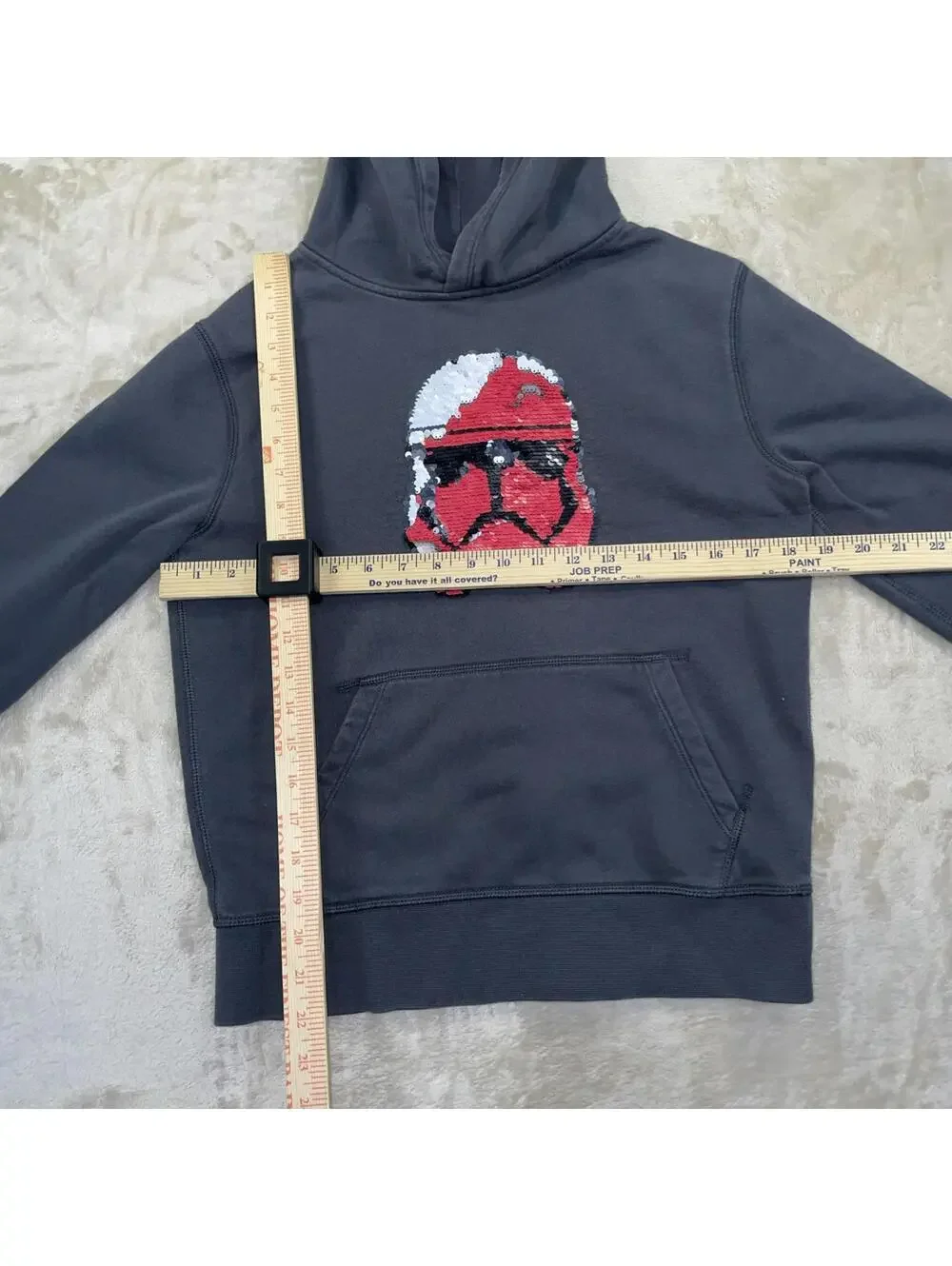 Gap Boys Star Wars Stormtrooper Sweatshirt Gray XL (12) Sequin Pullover Hoodie